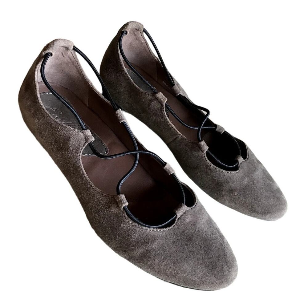 Earthies by Earth Brown Suede Ballet Slippers w Crossover Cords size 8.5 - Picture 3 of 16